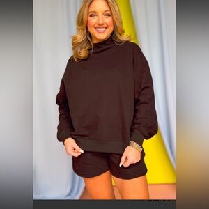 Black Turtleneck Sweatshirt set